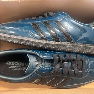 adidas Men's Patent Leather Sneakers in Navy with Black Accents